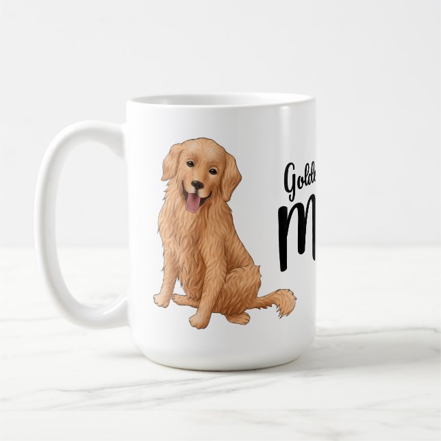 Cute Golden Retriever Mamma Gift Tecknad Puppy Hun Kaffemugg (Vänster)