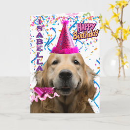 Cute Golden Retriever Personlig Grattis på födelse Kort