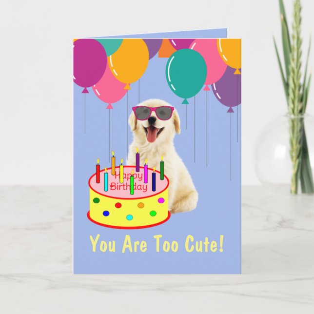 Cute Golden Retriever Puppy Birthday Kort (Framsida)