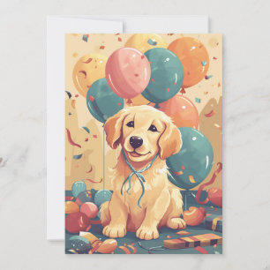 Cute Golden Retriever Puppy Flat Greeting Card Tack Kort