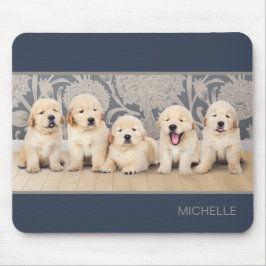 Cute Golden Retriever Puppy Hund Personlig Namn Musmatta