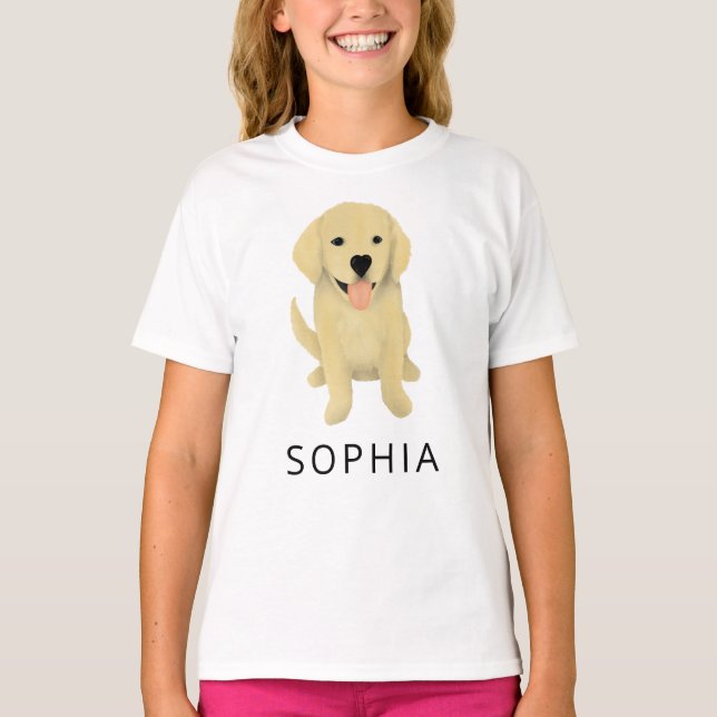 Cute Golden Retriever Puppy Hund T Shirt (Framsida)