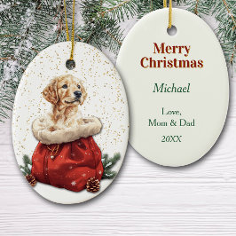 Cute Golden Retriever Puppy-julklapp Julgransprydnad Keramik