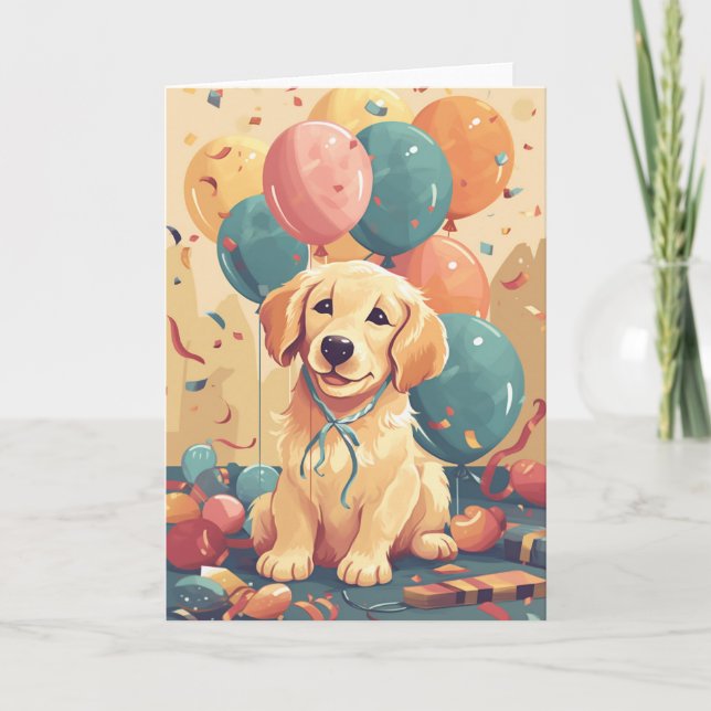 Cute Golden Retriever Puppy-mappat gratulationskor Tack Kort (Framsida)