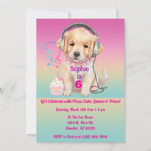 Cute Golden Retriever Puppy Personlig Birthday Inbjudningar