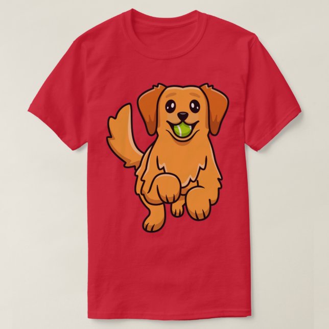 Cute Golden Retriever som spelar Boll T Shirt (Design framsida)
