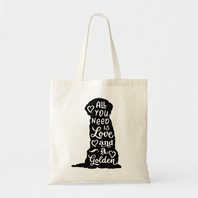 Cute Golden Retriever Tote Bag Tygkasse (Framsidan)