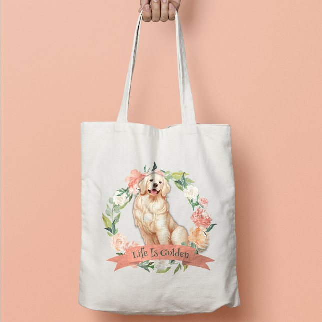 Cute Golden Retriever Tote Bag Tygkasse (Skapare uppladdad)