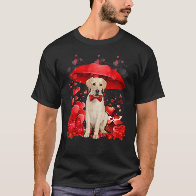 Cute Golden Retriever Valentine Hearts Umbrella Lo T Shirt (Framsida)