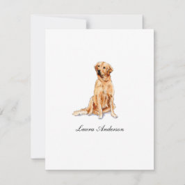 Cute Golden Retriever, vattenfärg, platt Tack Kort