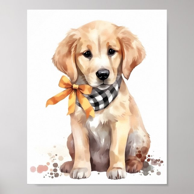 Cute Golden Retriever Watercolor Adsible Hund Poster (Framsidan)