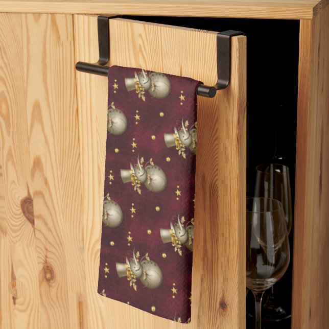 Cute Golden Snögubbe Kökshandduk (Thirds Fold)