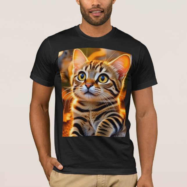Cute Golden Tabby Kitten – Cozy Autumn Cat Illustr T Shirt (Framsida)