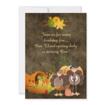 Cute Golden Thanksgiving Turkey Boy's 1a Birthday