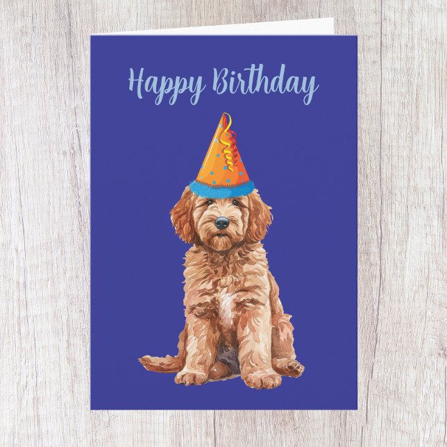 Cute Goldendoodle Birthday Card Kort (Skapare uppladdad)