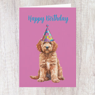 Cute Goldendoodle Birthday Card Kort