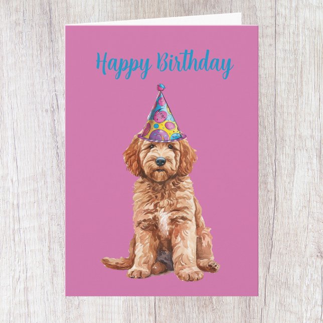Cute Goldendoodle Birthday Card Kort (Skapare uppladdad)