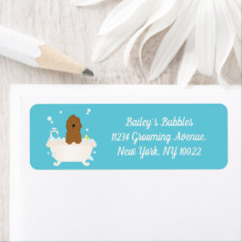 Cute Goldendoodle Bubble Bath Returadress Etikett
