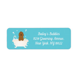 Cute Goldendoodle Bubble Bath Returadress Etikett