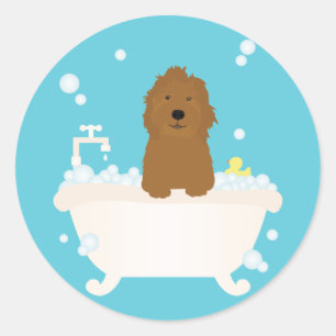 Cute Goldendoodle Bubble Bath Runt Klistermärke