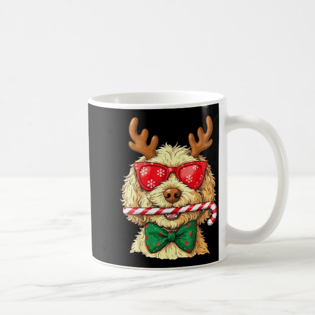 Cute Goldendoodle Dogs Christmas Lights Golden Doo Kaffemugg (Höger)