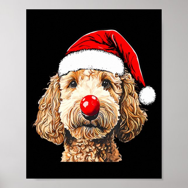 Cute Goldendoodle Dogs Christmas Santa Golden Dood Poster (Framsidan)