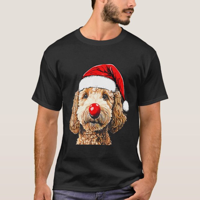 Cute Goldendoodle Dogs Christmas Santa Golden Dood T Shirt (Framsida)