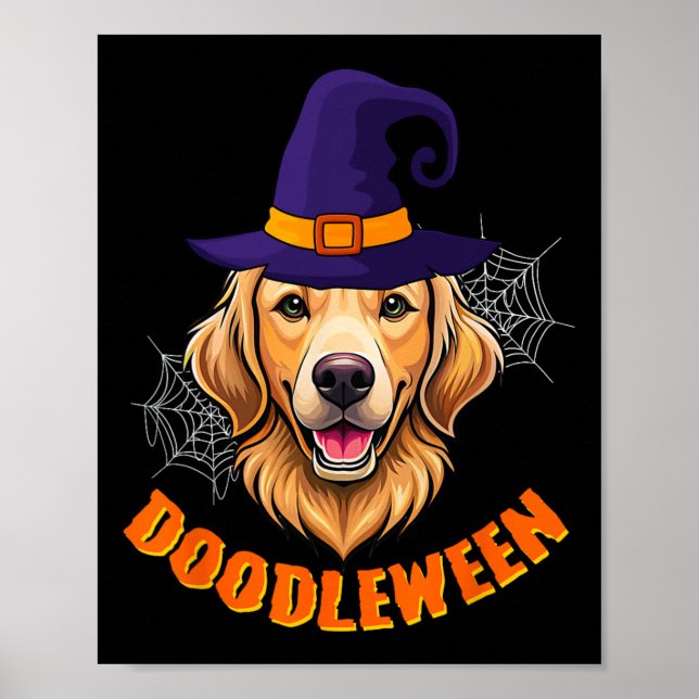 Cute Goldendoodle Halloween Spooky Golden Doodle D Poster (Framsidan)