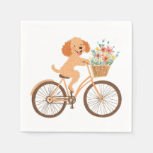Cute Goldendoodle Hund Biking Vår blommor