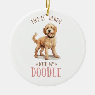 Cute Goldendoodle Hund Ceramic Ornament