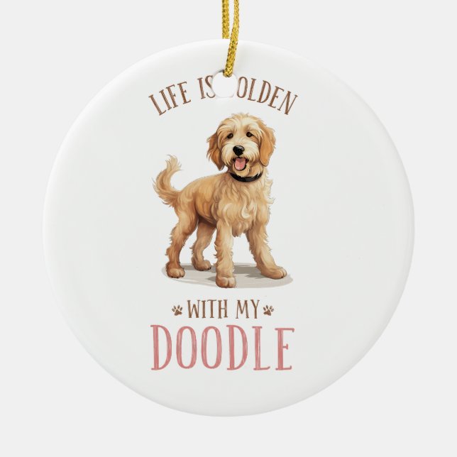 Cute Goldendoodle Hund Ceramic Ornament (Framsidan)