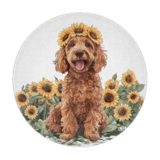 Cute Goldendoodle Hund med solros Krona