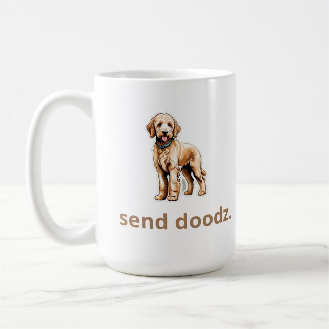 Cute Goldendoodle Hund "Send Doodz" 2 Kaffemugg (Vänster)