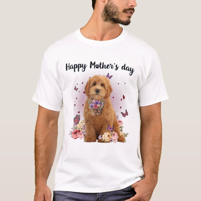 Cute Goldendoodle Mamma Flower Lycklig Mors dag Lo T Shirt (Framsida)