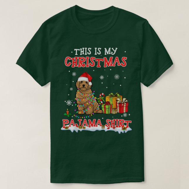 Cute Goldendoodle på Snö jul Pajama T Shirt (Design framsida)