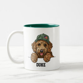 Cute Goldendoodle Patriot Två-Tonad Mugg
