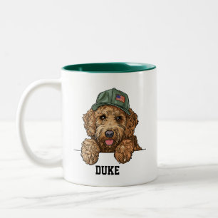 Cute Goldendoodle Patriot Två-Tonad Mugg