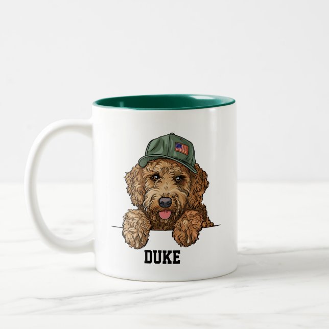 Cute Goldendoodle Patriot Två-Tonad Mugg (Vänster)