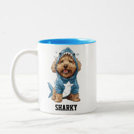 Cute Goldendoodle Shark Två-Tonad Mugg