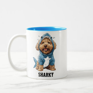 Cute Goldendoodle Shark Två-Tonad Mugg
