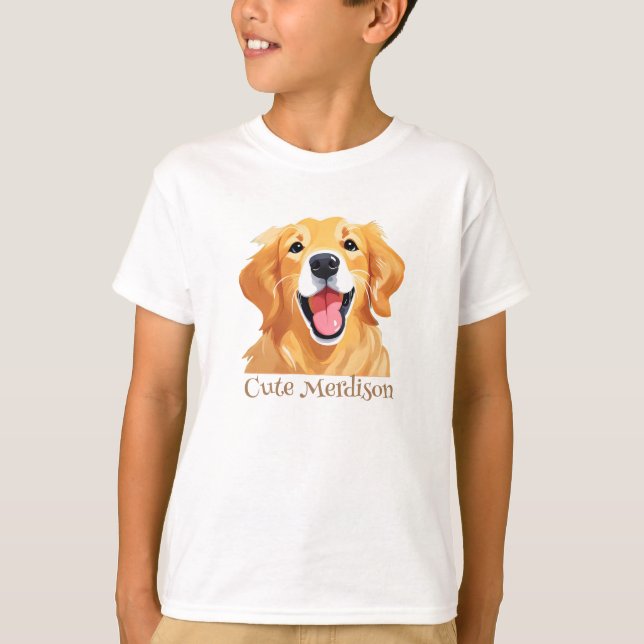 Cute goldenhämmare Hund Lycklig Ansikte Expression T Shirt (Framsida)