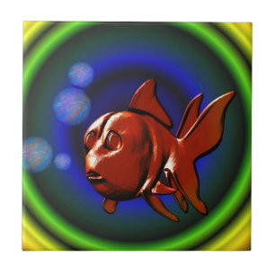 Cute Goldfish Abstrakt Art Tile Kakelplatta