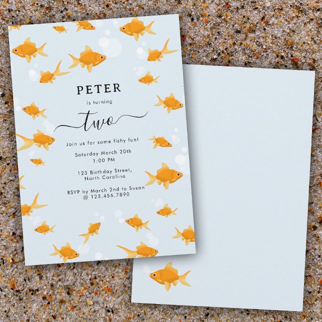 Cute Goldfish Fishing Roligt Barns födelsedag Part Inbjudningar (Cute Goldfish Fishy Fun Kids Birthday Party Invitation)