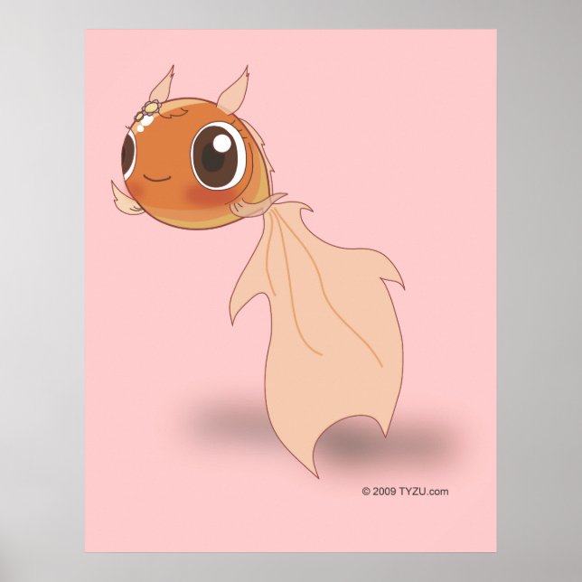 Cute Goldfish Funny Anime Tecknade figurer Poster (Framsidan)