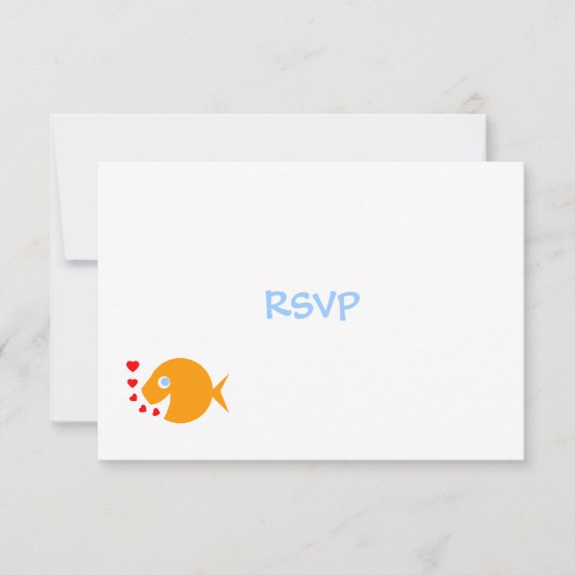 Cute Goldfish & Hearts Beach Wedding OSA kort (Framsida)