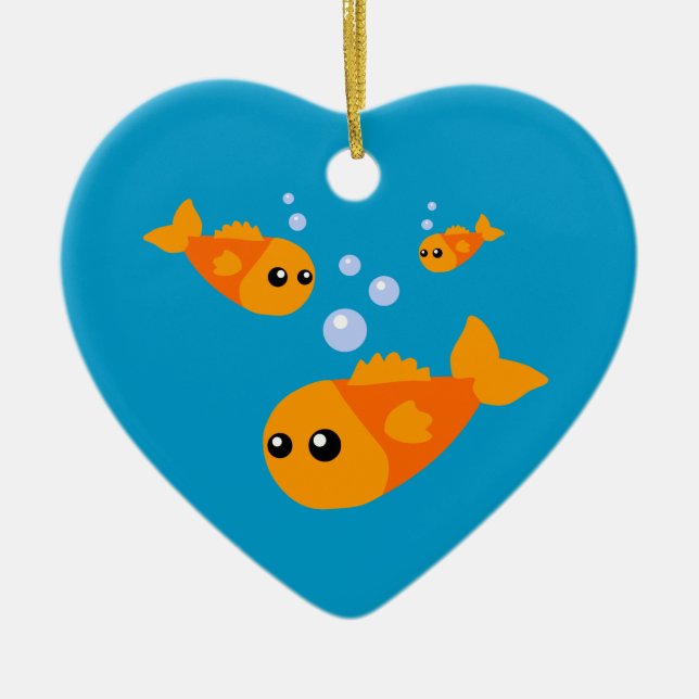 Cute Goldfish Julgransprydnad Keramik (Framsidan)