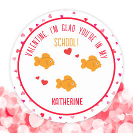 Cute Goldfish Kids Classroom School Valentine Runt Klistermärke