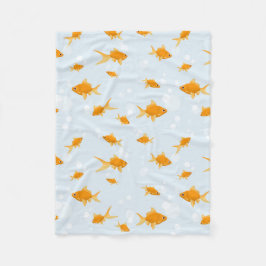Cute Goldfish Swimming i Vatten Fleecefilt