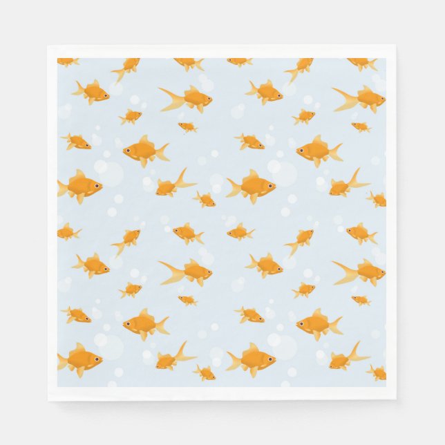 Cute Goldfish Swimming i Vatten Pappersservett (Framsidan)