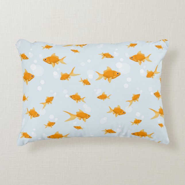 Cute Goldfish Swimming i Vatten Prydnadskudde (Framsidan)